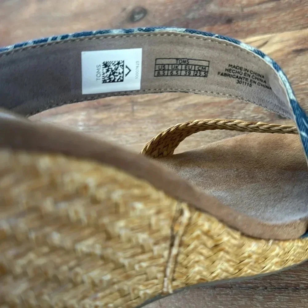 Toms Wedges Rattan & Blue 8.5 - Picture 6 of 7